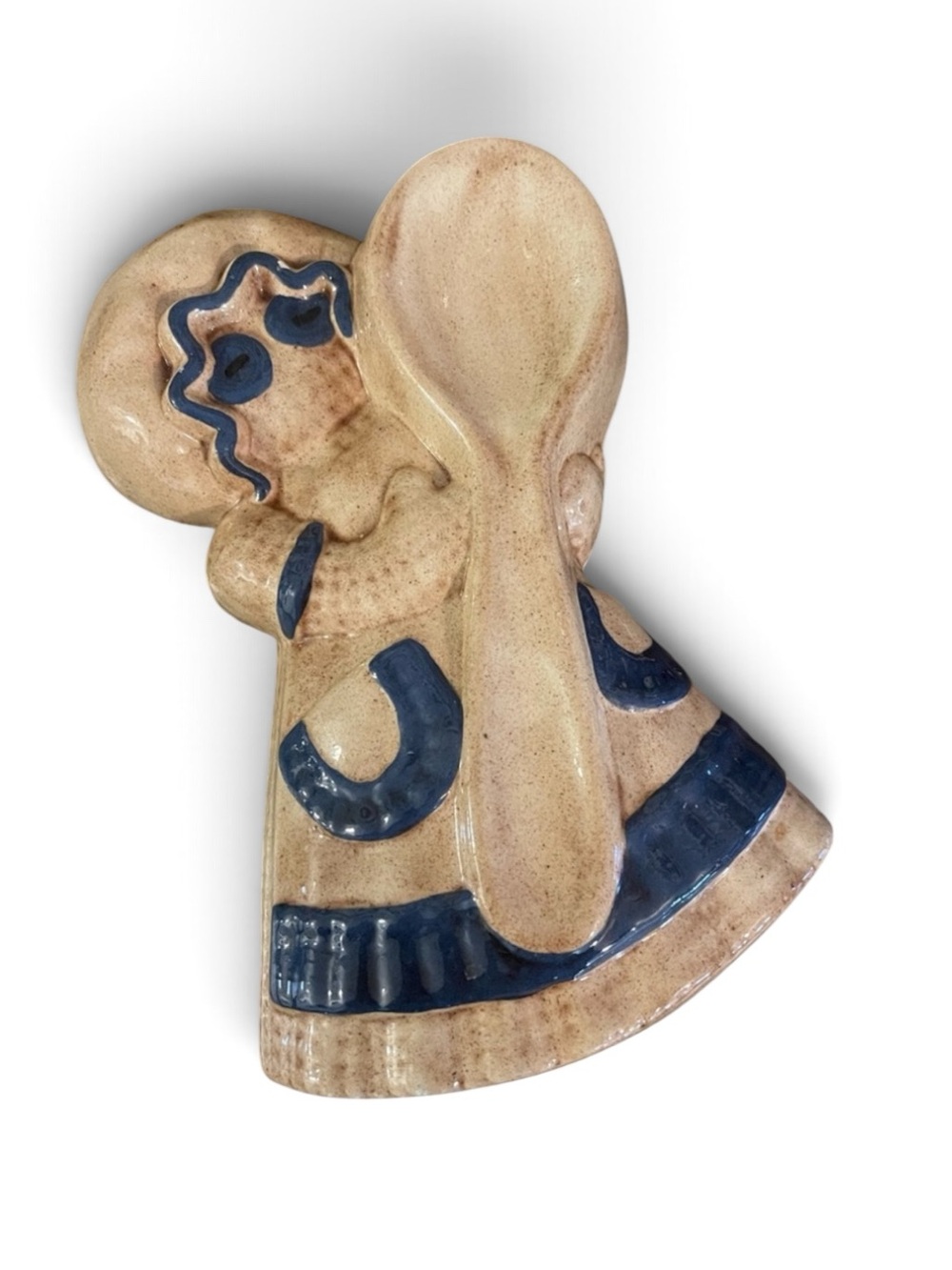 Vintage Burlap Doll Ceramic Spoon Rest